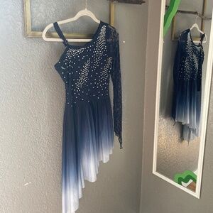 Navy blue ombré sparkly dance costume